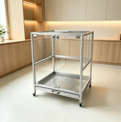Home Use Aluminum Profile Parrot Cage With Durable Acrylic Panels to Create Safe Space for Pet Parrots