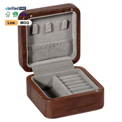 Wholesale Custom Rectangular Walnut Jewelry Box Necklace and Ring Storage Box for Home Decor Wedding Favors Party Favors
