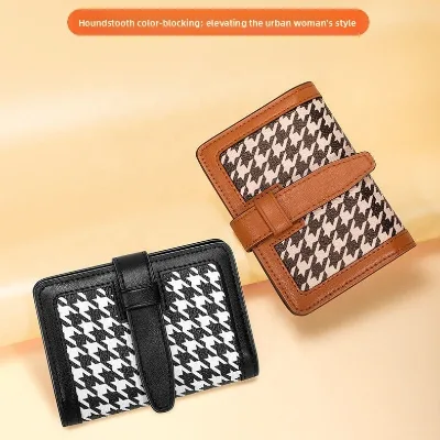 Minibook Customizable Logo PU Leather Short Wallet Handmade PVC Money Holder Simple Casual Portable Purse Button Coin Purse
