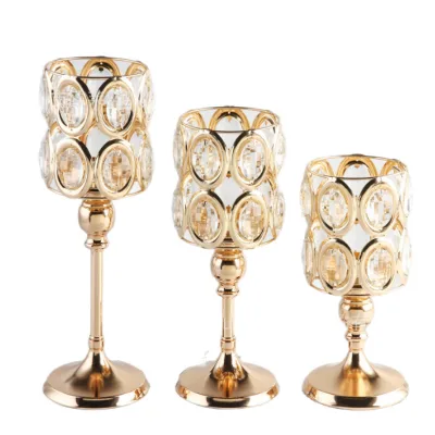Best Selling Handmade Home Decorative Candlestick Creative Hollow-out Small Candlestick Electroplated Vintage Style