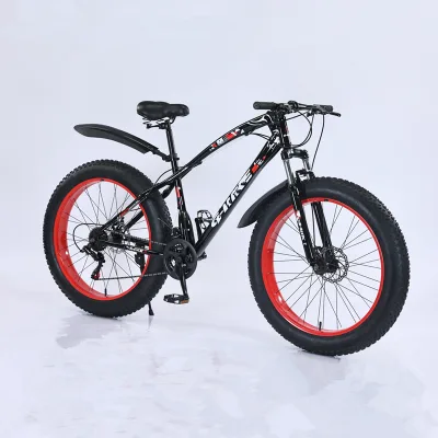 26-Inch 21 Speed Customizable Fat Bike Adults Man Steel Frame Suspension Fork Alloy Rim Ordinary Pedal Disc Brake Snow Tire