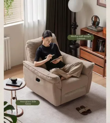 Comfortable Adjustable Ergonomic Recliner Sofa Flannel Manual Reclining Reading Corner Lounge Area Perfect Single-seat Support