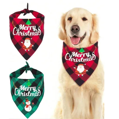 Hot Selling Adjustable Cat Dog Bow Clothes Christmas Classic Plaid Pet Scarf Party Decoration for Teddy Dogs Cats