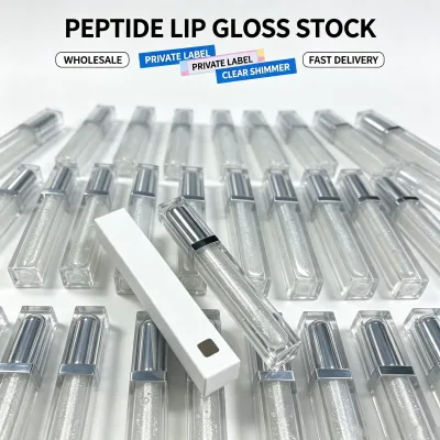 Wholesale Cruelty Free Light Texture Peptide Lip Plumper Gloss Private Label Clear Shimmer Lip Makeup Low Minimum Order