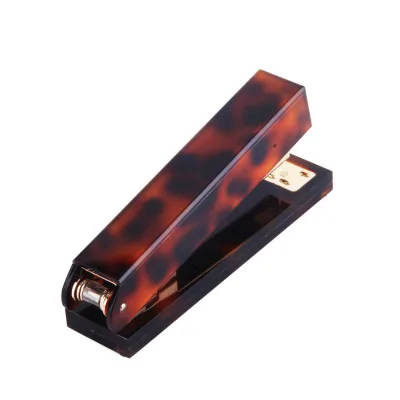 Wholesale Acrylic Tortoiseshell Stapler Innovative Office Desktop Stationery Acrylic Stapler