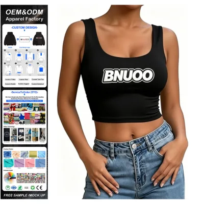 Custom Sexy Crop Top High Quality U Neck Cotton Spandex Breathable Slim Fit Sport Wide Strap Double Lined tank Top for Women
