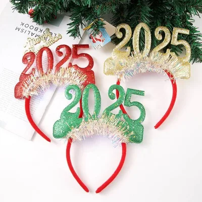 Wholesale 2025 Christmas Headband New Year Party Headband Sequin Decorative Glasses Party Glasses