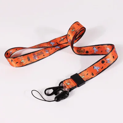 Custom logo Silk Orange All Saints' Day Lanyard Phone Premium Quality Mobile Phone Strap Webbing Lanyard