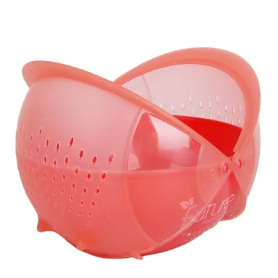 Household Plastic Food Container Colander Double Layer Fruit Washing Basin Round Drain Basket Kitchen Gadgets New Arrivals