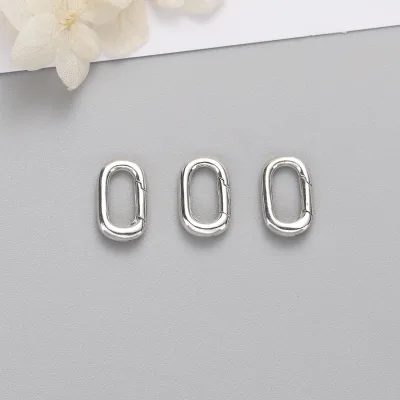 Customized 925 Sterling Silver Round Rectangle Spring Push Gate Jewelry Clasp, Paperclip Clip Clasp, Oval Shape Link Charm Lock