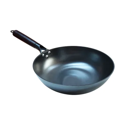 Wholesale Wok 32cm 34cm Big Traditional Woks Preseasoned Wooden Handle Commercial Wok