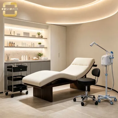 Curved Wave Relaxation Chaise of Low-profile Natural Wood Lounge Chair for Wellness Recovery Area & Beauty Salon Rest Zone