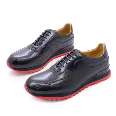 Premium Quality Leather Sports Casual Men Customized Shoes Lace up Handmade Laser Print Sneakers Comfortable Walking Shoes