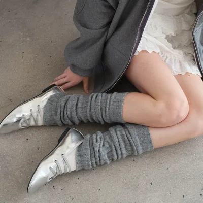 Syh1943 Women Wool Blend Knitted Leg Warmers Slouchy Calf Socks Korean Style Winter Warm Ballet Boot Cuffs