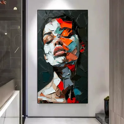 Abstract Colorful Graffiti Portrait Art Posters Prints Modern Wall Art Female Aesthetic Waterproof Ink Spray Painting Painting