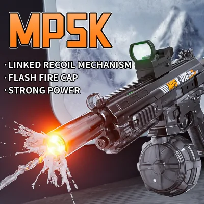 MP5K Strong Power Electric Water Gun with Flash Fire Cap High Capacity Rechargeable Automatic Squirt Gun Continuous Water Toys