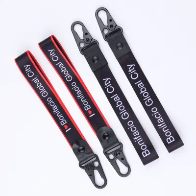 Leather Patch Phone Strap Custom Sublimation logo Polyester Strap With Eagle Hook Hand Strap Lanyard Bulk Custom Logo Gifts