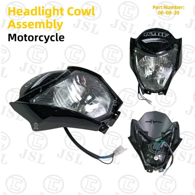 ZX150L Motorcycle Headlight Cowl Assembly Front Fairing Head Lamp With Wire White Connector
