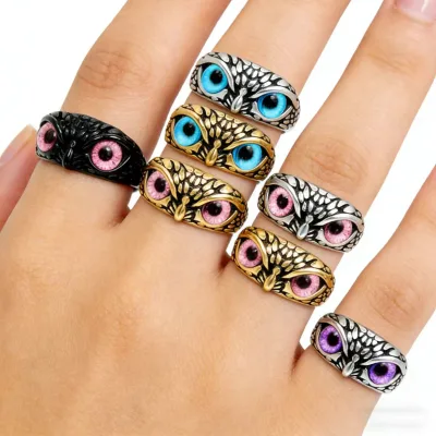 Classic Style Men's and Women's Ring - Halloween Owl Stainless Steel Ring - Electroplated with 18k Gold - Anti-fading