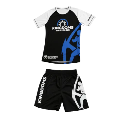 2025 Custom Men's Knitted 2-Pc Set Full Sublimation T-shirts+shorts for Wrestling and Martial Arts