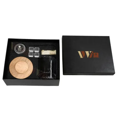 Custom Cocktail Whiskey Smoker Kit With 2 Wooden Chips Whiskey Glass and Stainless Steel Chilling Stones for Drinking Lovers