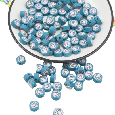 10mm Yellow Animal Cartoon Pattern Polymer Clay and Ceramic/Porcelain Slices Heishi Spacer Beads for Jewelry Making