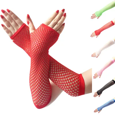 Wholesale in Stock Sexy Opera Outdoor Cycling Nylon Fishnet Gloves Elastic for Women