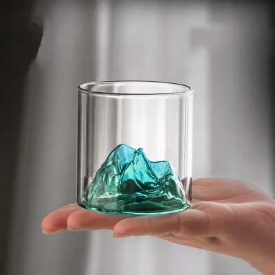 National-style Mountain-view Borosilicate Glass Cup Retro Japanese-style Stemless High-temperature Resistant Solid Color Water