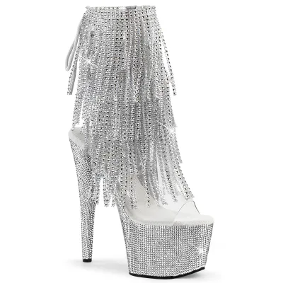 New 17 cm High Heels Low Heels for Stage Dinner Crystal Diamond Rhinestones 7 Inch Open Toe High Heels Night Club Ankle Boots