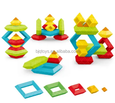 BEIJINGQI STEM Stackable Balance Educational Montessori Colorful Stacking Building Puzzle Toys ABS Material 15-Piece Buildings