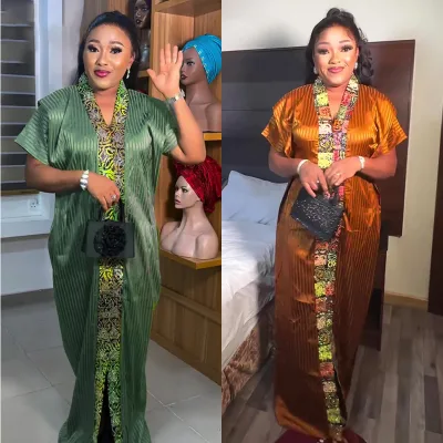 African Caftan Dress Women Satin Kaftan Dress Loose Casual Caftan Dress