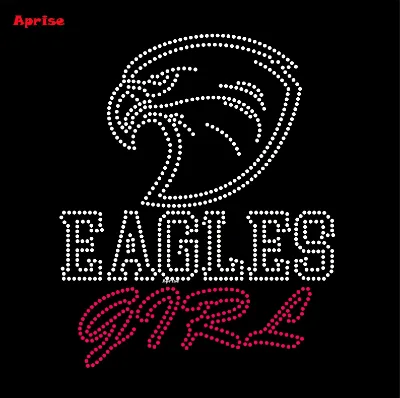 Custom Eagle Rhinestone Transfer Wholesale, Heat Iron on Hot Fix Crystal Glass Flatback Diamond Applique for Hoodie Clothing