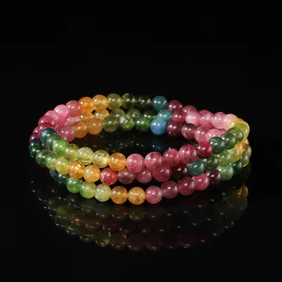 Wholesale Natural Healing Gemstone Small Beads Candy Color Crystal Tourmaline Bracelet for Jewelry Gifts