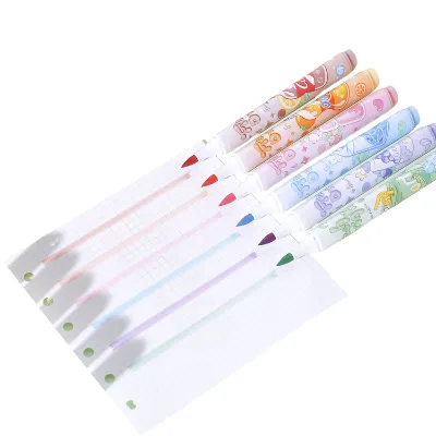 6pcs/set Vibrant Colors Fruit Fragrant Soft Head Highlighter Marker with Fruit Scent Highlighters