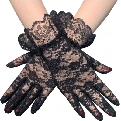 Women's Sun Protection Lace Bridal Gloves Floral Lace Dressy Wrist Length Gloves for Wedding Dinner Parties