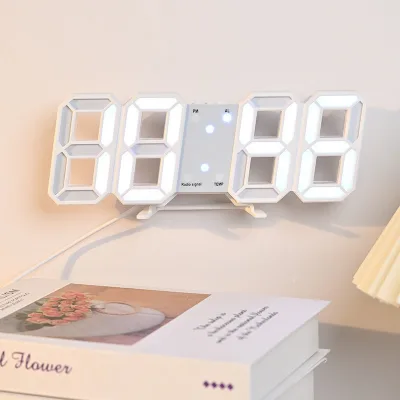 Best-selling Smart 3D Digital Wall Clock LED Display Powered Plastic Alarm Temperature Display Decorative Lighting