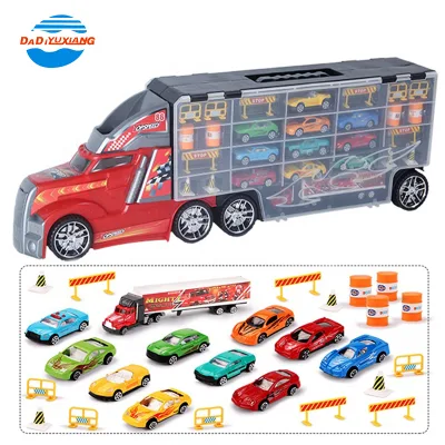 Carrier Vehicle Diecast Model Sliding Construction Truck Toy with Small Cars