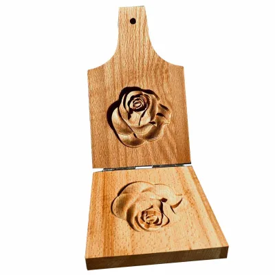 Wooden Plantain Smasher with Double Engraved Rose Tostonera Plantain Press Kitchen Utensil Latin Food Tool Mothers Day