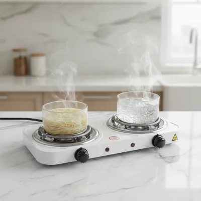 Factory Wholesale Double Burner Electric Stove, Adjustable Temperature, Household Kitchen Appliance