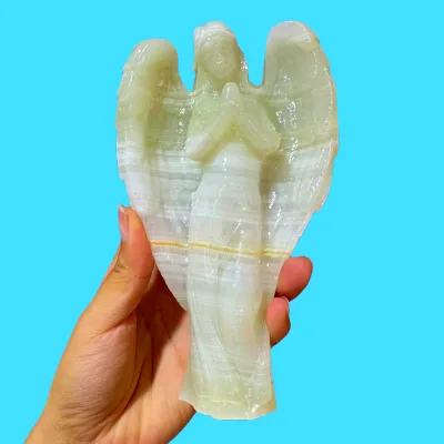 New Design Green Jade Carving Afghan Jade Angel Natural Crystal Crafts Xiuyan Jade Serpentine Goddess for Home Decorative Gift