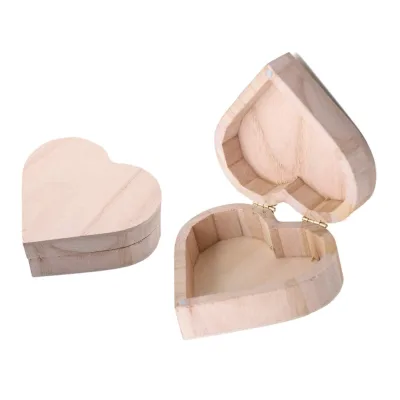 Custom Natural Wood Heart Shape Box Wooden Craft Box Wooden Gift Box for Jewelry