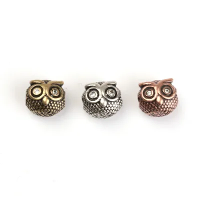 Charm Beads Vintage Spacer Beads Micro Pave CZ Bead Clear Cubic Zirconia Owl for Making Jewelry Diy Bracelet
