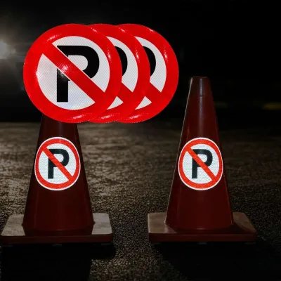 Hign Quality Reflective Triangle Traffic Cone No Parking Safety Symbol Sticker