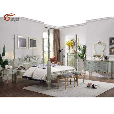 Luxury French Style Villa House Bedroom Furniture King Size Sleeping Beds Bedroom Sets GGC64