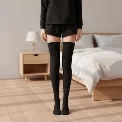 High-Elastic Medical Grade Solid Anti-Embolism Anti-Bacterial Breathable Quick Dry Knitted Thigh High Compression Stockings