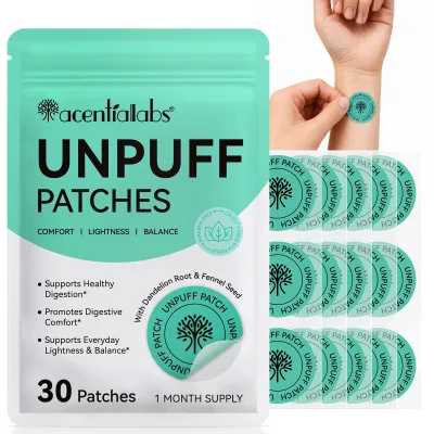 Acentiallabs 30 Count Digestive Support Transdermal Wellness Unpuff Patches with Dandelion Root Fennel Ginger & Turmeric Extract