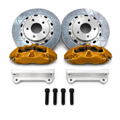 Two Piece Slotted Brake Rotors 6 Piston Calipers Mounting Brackets Bolt Kit Compatible for BMW M3 M4 G80 G82
