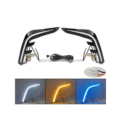 Tri-Color Daytime Running Light DRL for 24-25 Toyota Camry Overseas Version Front Bumper LED Daylight Dynamic Turn Signal Lamp