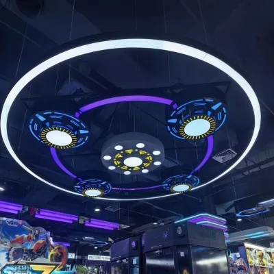Modular Iron Ceiling LED Suspended Light Minimalist Modern Design for Arcade Game Centers E-Sports Venues Internet Lighting