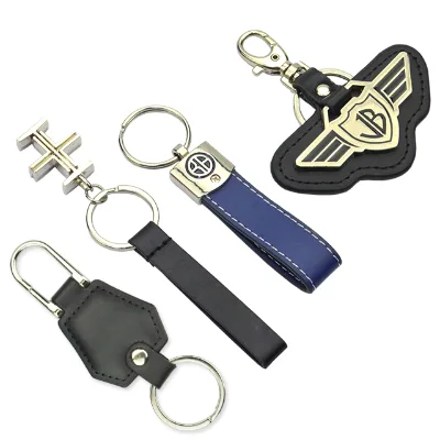 Keyrings Factory Real Leather Keychain Key Ring Car Leather Keychain With Clip Metal Wristlet Key Chains Blank Bulk Keychain